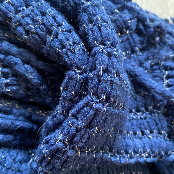 Infinity Scarf in Cobalt Indigo Blue & Silver - O/S - Picture 2 of 4